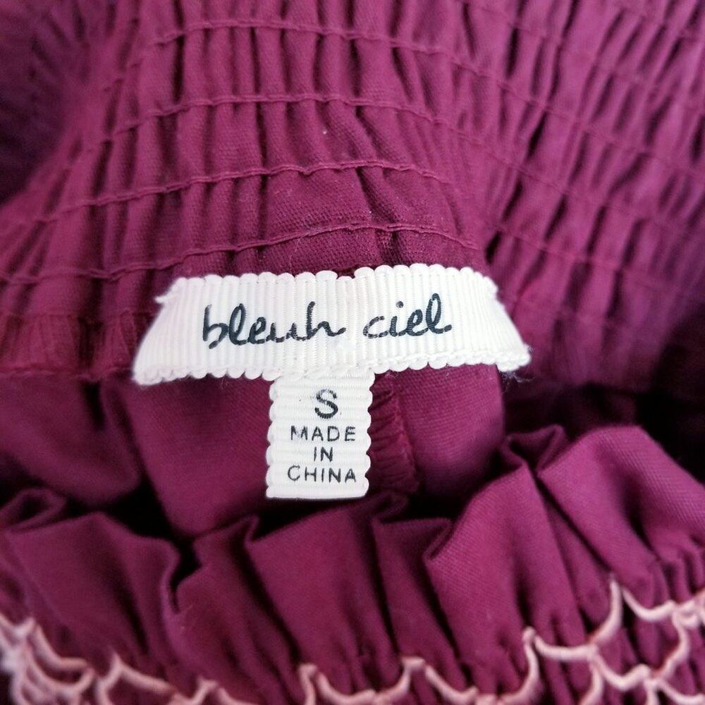 BLEUH CIEL Merlot Boho Embroidered Off-Shoulder Dress - Size S - Picture 7 of 7